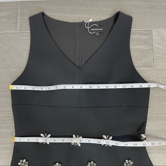 Wrong Side of Right Black Scuba Neoprene Crystal Embellished Fit & Flare Dress S - Picture 13 of 16